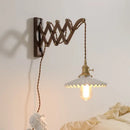 GobekUsa Ceramic Walnut Wall Sconce with Knob Switch for Bedroom Living Room