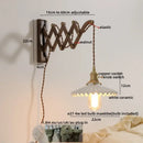 GobekUsa Ceramic Walnut Wall Sconce with Knob Switch for Bedroom Living Room