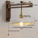GobekUsa Ceramic Walnut Wall Sconce with Knob Switch for Bedroom Living Room