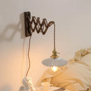 GobekUsa Ceramic Walnut Wall Sconce with Knob Switch for Bedroom Living Room