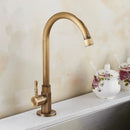 GobekUsa Brass Classic Cold Water Kitchen Faucet, Single Lever Gooseneck Tap, Bronze Brushed Finish