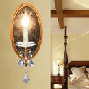GobekUsa French Country Clear Crystal Wall Sconce - Antique Brass 1-Head Wall Lighting