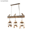 GobekUsa Antique Brass Lantern Pendant with Clear Glass and Bird Accent - 3-Light Coastal Island Kit
