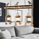 GobekUsa Antique Brass Lantern Pendant with Clear Glass and Bird Accent - 3-Light Coastal Island Kit