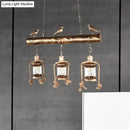 GobekUsa Antique Brass Lantern Pendant with Clear Glass and Bird Accent - 3-Light Coastal Island Kit