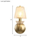 GobekUsa Gold Conical Sconce with Clear Twisted Glass Shade - Minimalist Single Bulb Wall Light