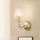 GobekUsa Gold Conical Sconce with Clear Twisted Glass Shade - Minimalist Single Bulb Wall Light