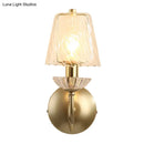 GobekUsa Gold Conical Sconce with Clear Twisted Glass Shade - Minimalist Single Bulb Wall Light