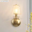 GobekUsa Gold Conical Sconce with Clear Twisted Glass Shade - Minimalist Single Bulb Wall Light