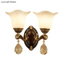 GobekUsa Modern Brass Sconce Light with Crystal Drop - Wall Mounted Indoor Lamp (1/2 Lights)