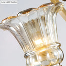 GobekUsa Contemporary Brass Wall Mount Light with Crystal Drop - Flower Bedroom Sconce