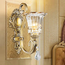 GobekUsa Contemporary Brass Wall Mount Light with Crystal Drop - Flower Bedroom Sconce