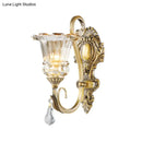GobekUsa Contemporary Brass Wall Mount Light with Crystal Drop - Flower Bedroom Sconce