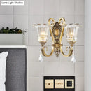 GobekUsa Contemporary Brass Wall Mount Light with Crystal Drop - Flower Bedroom Sconce