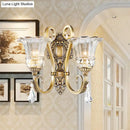 GobekUsa Contemporary Brass Wall Mount Light with Crystal Drop - Flower Bedroom Sconce