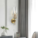 GobekUsa Dimmable Crystal Glass Brass Wall Light for Bedroom and Bath