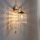 GobekUsa Crystal LED Wall Sconce Pull Chain Switch Brass Mirror Light