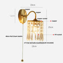 GobekUsa Crystal LED Wall Sconce Pull Chain Switch Brass Mirror Light