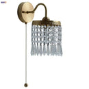 GobekUsa Crystal LED Wall Sconce Pull Chain Switch Brass Mirror Light