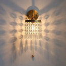 GobekUsa Crystal LED Wall Sconce Pull Chain Switch Brass Mirror Light