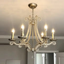 GobekUsa Crystal LED Chandelier: French Living Room Retro E14 Pendant Light for Home Decor