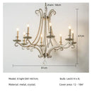 GobekUsa Crystal LED Chandelier: French Living Room Retro E14 Pendant Light for Home Decor