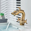 GobekUsa Dragon Style Bathroom Basin Faucet with Hot Cold Water Mixer Tap