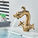 GobekUsa Dragon Style Bathroom Basin Faucet with Hot Cold Water Mixer Tap