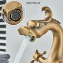 GobekUsa Dragon Style Bathroom Basin Faucet with Hot Cold Water Mixer Tap