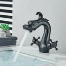 GobekUsa Dragon Style Bathroom Basin Faucet with Hot Cold Water Mixer Tap