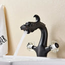 GobekUsa Dragon Style Bathroom Basin Faucet with Hot Cold Water Mixer Tap