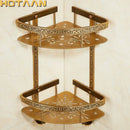 GobekUsa Antique Aluminum Double Layer Bathroom Corner Shelf - Bathroom Holder Organizer