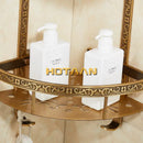 GobekUsa Antique Aluminum Double Layer Bathroom Corner Shelf - Bathroom Holder Organizer