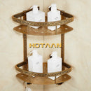 GobekUsa Antique Aluminum Double Layer Bathroom Corner Shelf - Bathroom Holder Organizer