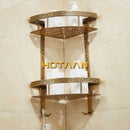 GobekUsa Antique Aluminum Double Layer Bathroom Corner Shelf - Bathroom Holder Organizer