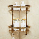GobekUsa Antique Aluminum Double Layer Bathroom Corner Shelf - Bathroom Holder Organizer