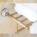 GobekUsa Brass Bathroom Towel Rack, Antique Brass Towel Holder, 60cm Corner Bath Shelf