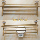 GobekUsa Brass Bathroom Towel Rack, Antique Brass Towel Holder, 60cm Corner Bath Shelf