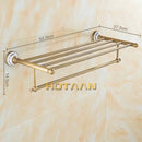 GobekUsa Brass Bathroom Towel Rack, Antique Brass Towel Holder, 60cm Corner Bath Shelf