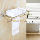 GobekUsa Brass Bathroom Towel Rack, Antique Brass Towel Holder, 60cm Corner Bath Shelf