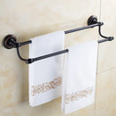 GobekUsa Brass Double Towel Bar Bathroom Shelf Black Towel Rack Holder
