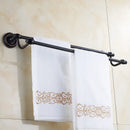 GobekUsa Brass Double Towel Bar Bathroom Shelf Black Towel Rack Holder