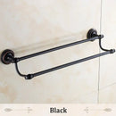 GobekUsa Brass Double Towel Bar Bathroom Shelf Black Towel Rack Holder