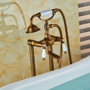 GobekUsa Dual Ceramic Handle Freestanding Tub Faucet with Handshower
