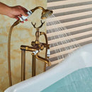 GobekUsa Dual Ceramic Handle Freestanding Tub Faucet with Handshower