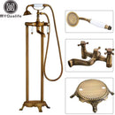 GobekUsa Dual Ceramic Handle Freestanding Tub Faucet with Handshower