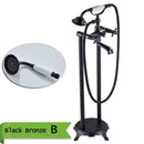 GobekUsa Brass Floor Mount Tub Sink Faucet Dual Handle Bath Set with Handshower