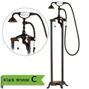 GobekUsa Brass Floor Mount Tub Sink Faucet Dual Handle Bath Set with Handshower