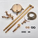 GobekUsa Brass Floor Mount Tub Sink Faucet Dual Handle Bath Set with Handshower
