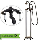 GobekUsa Brass Floor Mount Tub Sink Faucet Dual Handle Bath Set with Handshower